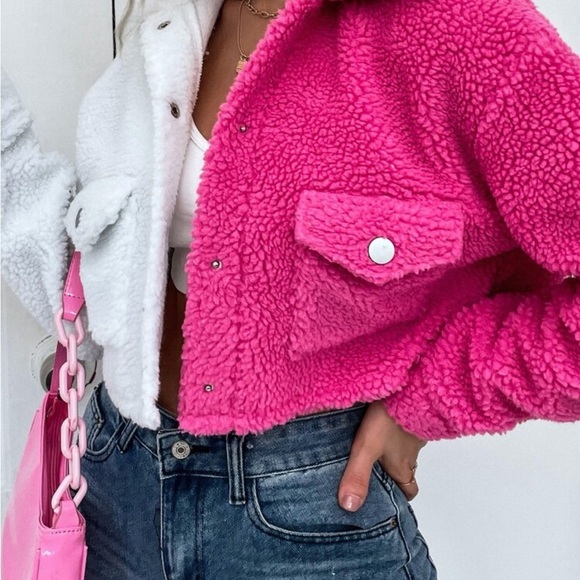 Two-Tone Pink and White Women's Jacket - Picture 2 of 4